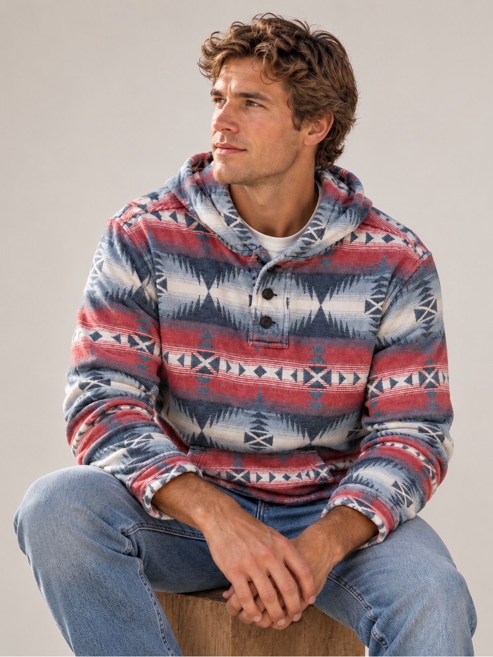 Faherty Blanket Baja Hoodie, in Colorado Jewel